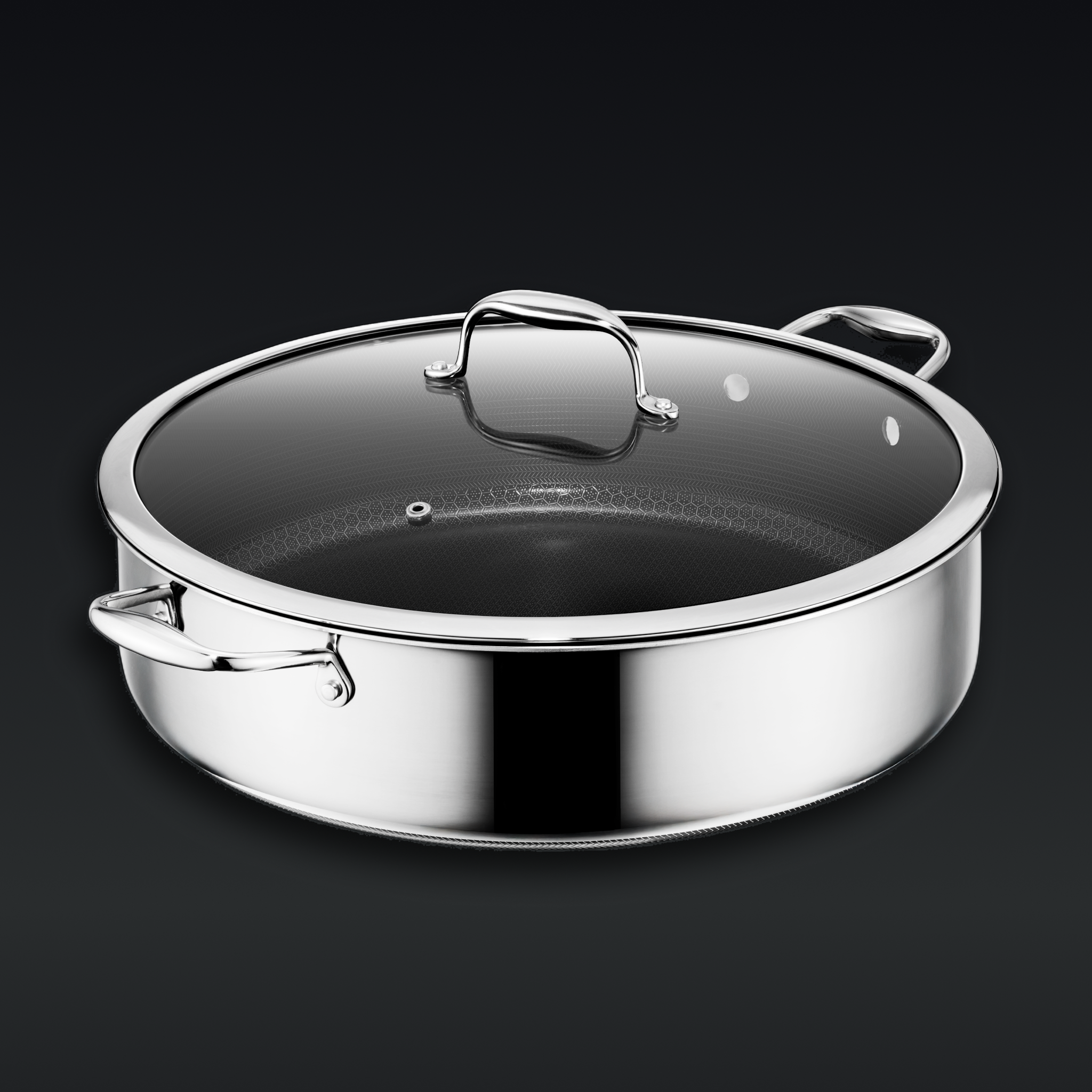 Hybrid Deep Sauté Pan with Lid. 10-QT