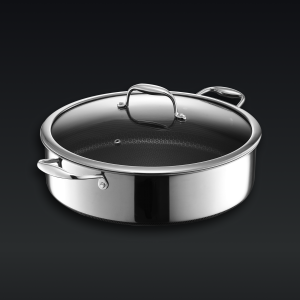 Hybrid Deep Sauté Pan/Chicken Fryer with Lid. 7-Qt