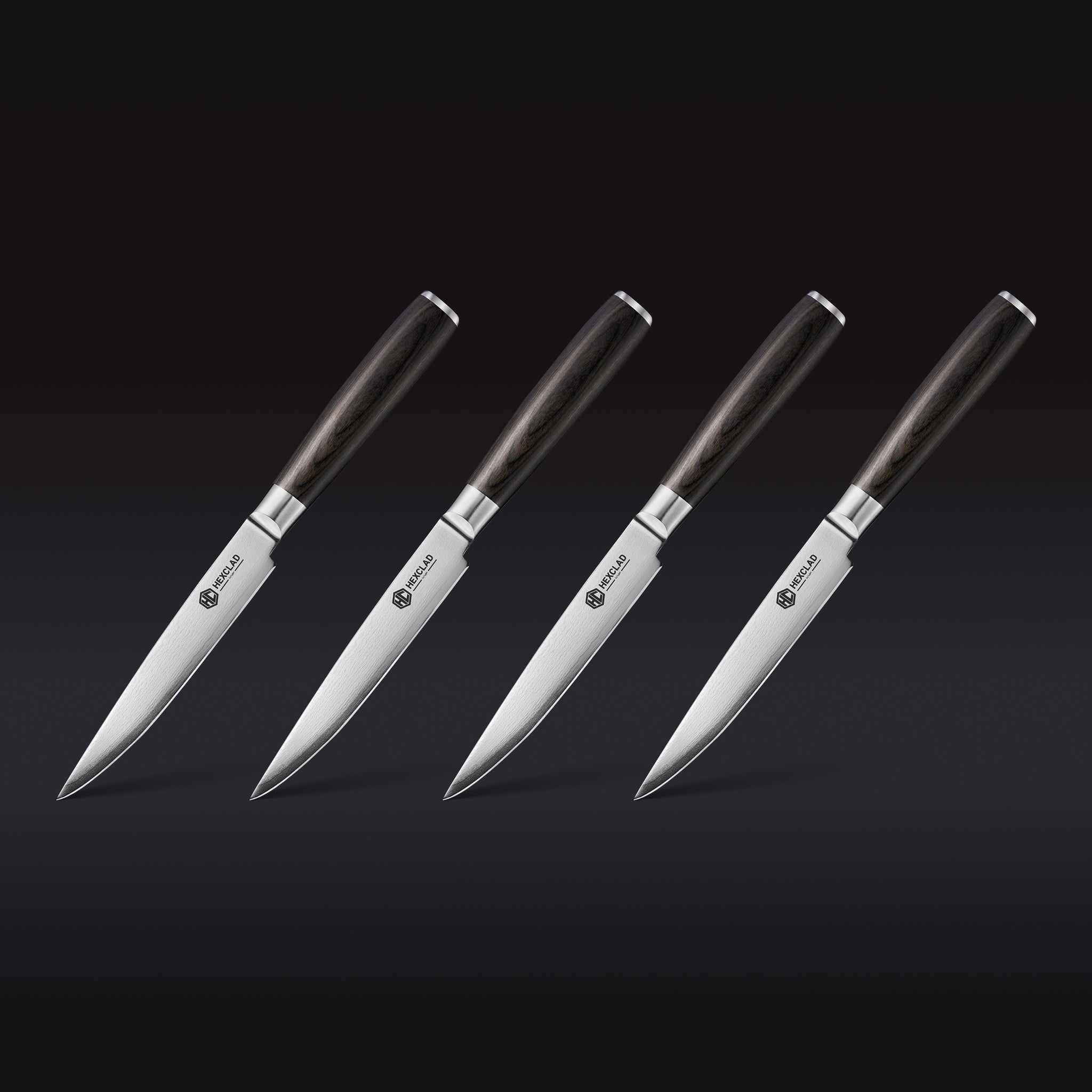 Damascus Steel Steak Knife Set. 4-pc (Espresso)