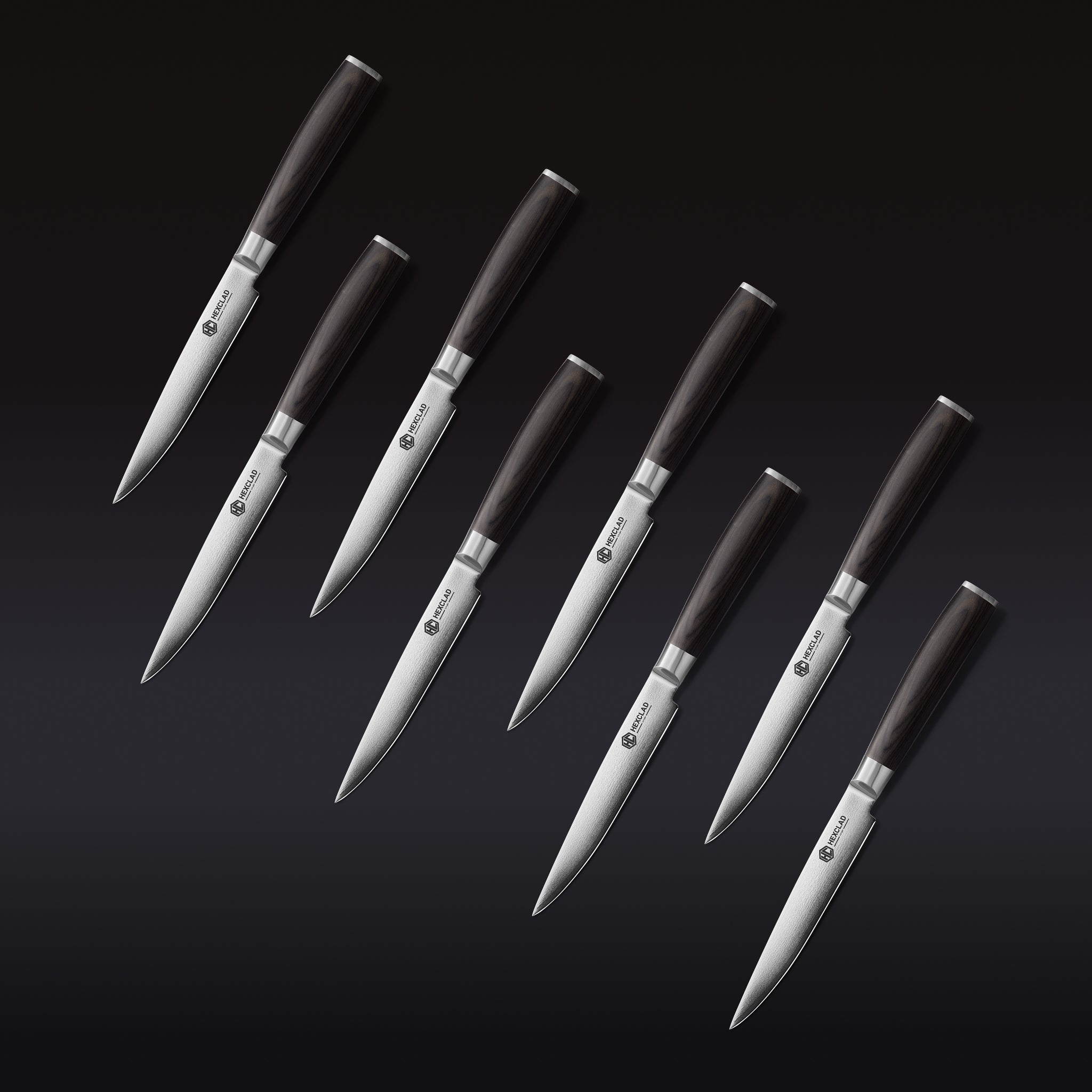 Damascus Steel Steak Knife Set. 8-pc (Espresso)