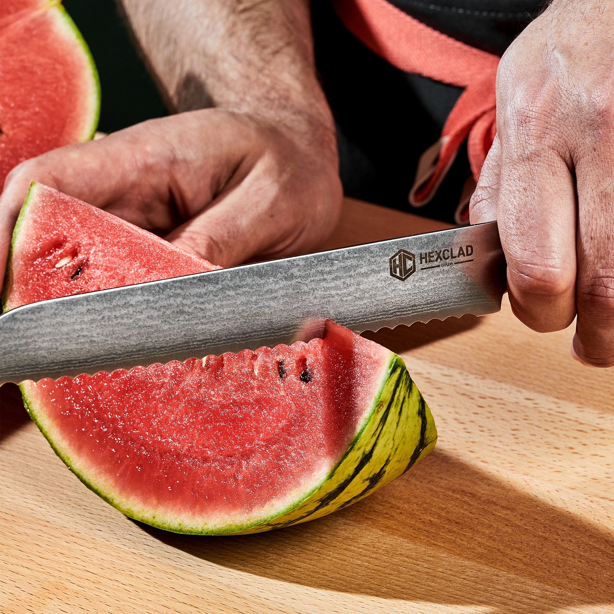 Damascus Steel Serrated Bread Knife. 8 (Green) - Image 5