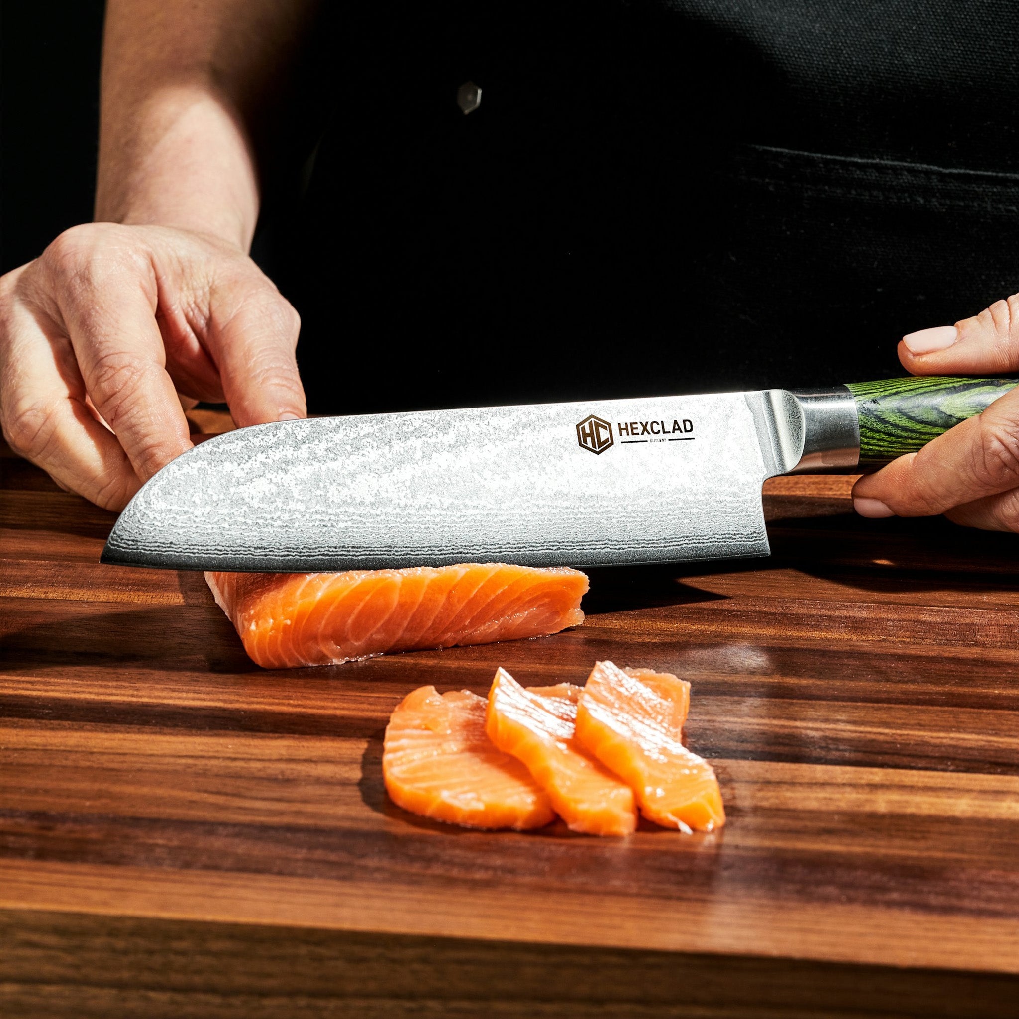 Damascus Steel Santoku Knife. 7 (Green) - Image 5