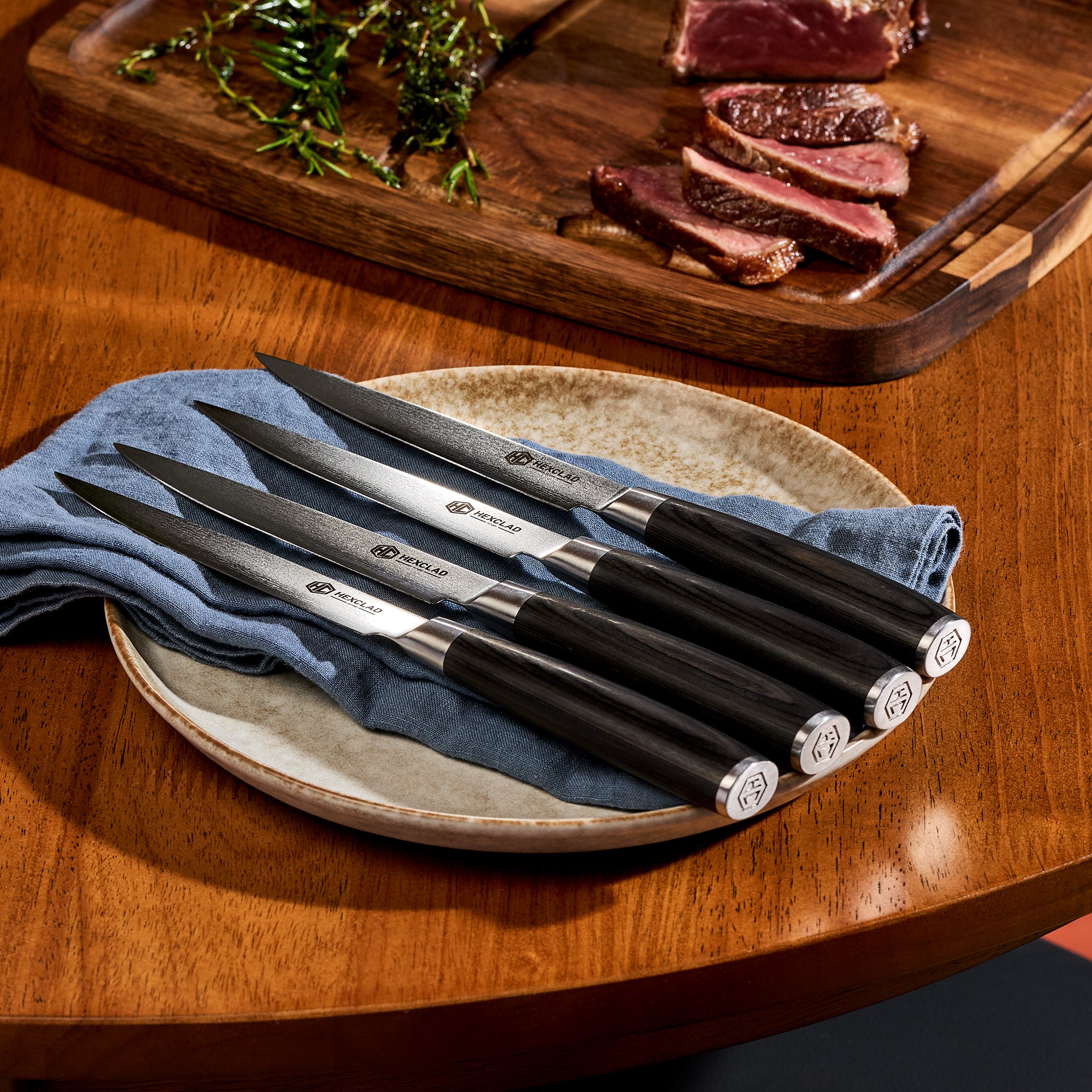 Damascus Steel Steak Knife Set. 4-pc (Espresso) - Image 5