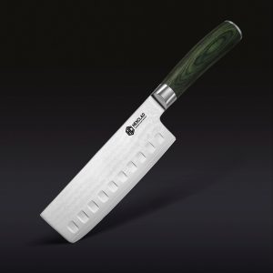 Damascus Steel Nakiri Knife. 6.5 (Green)