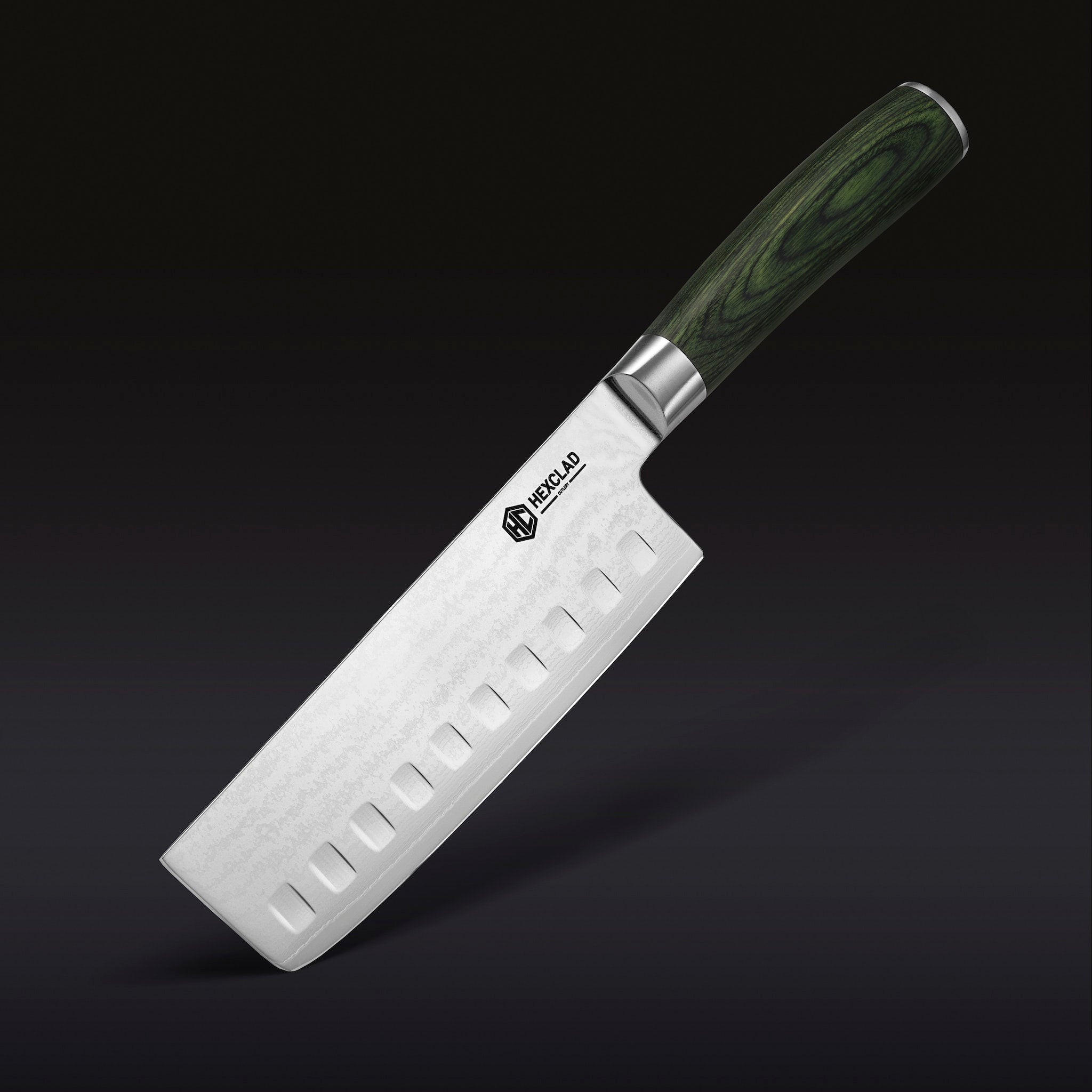 Damascus Steel Nakiri Knife. 6.5 (Green)