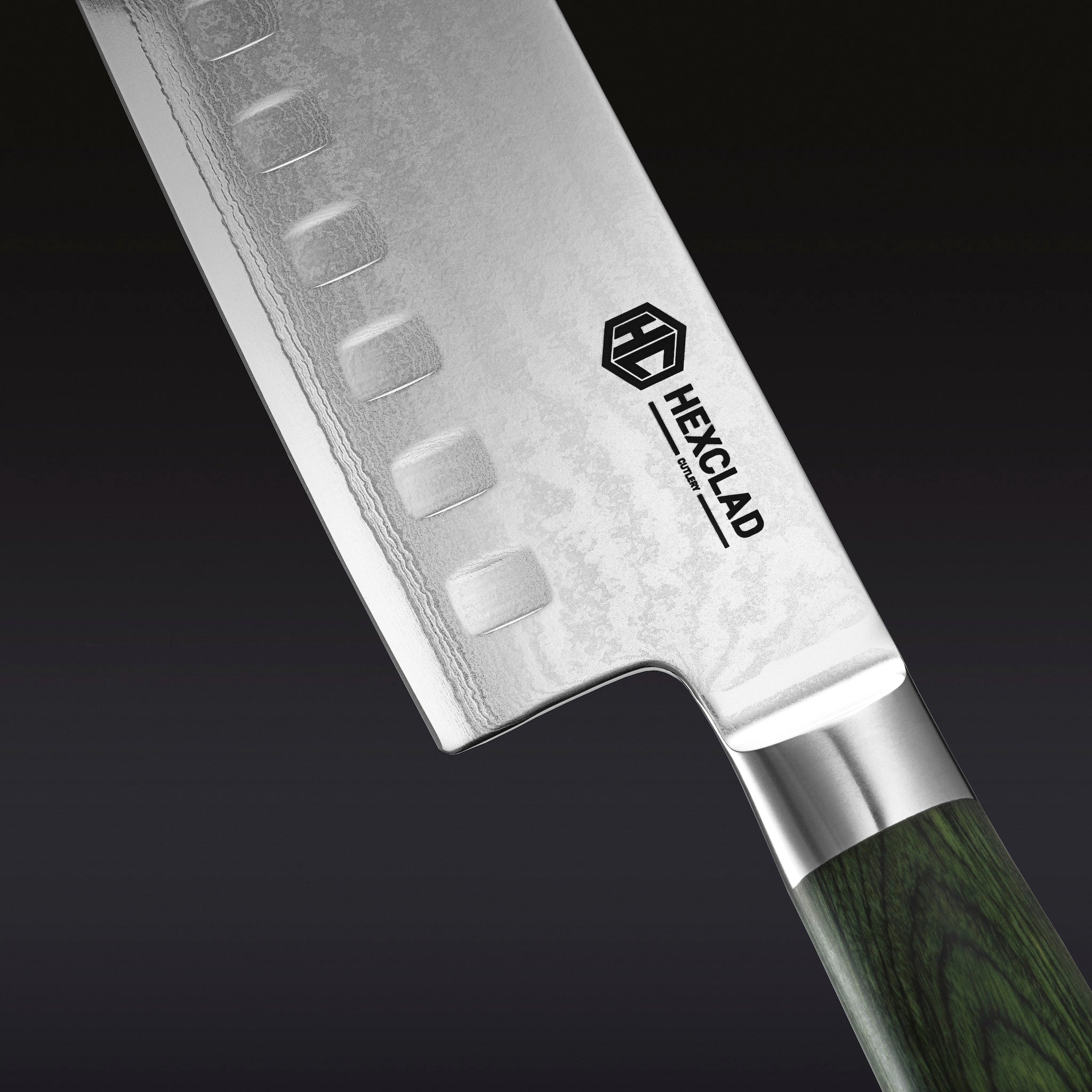 Damascus Steel Nakiri Knife. 6.5 (Green) - Image 2