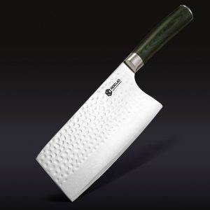 Damascus Steel Cleaver. 7 (Green)