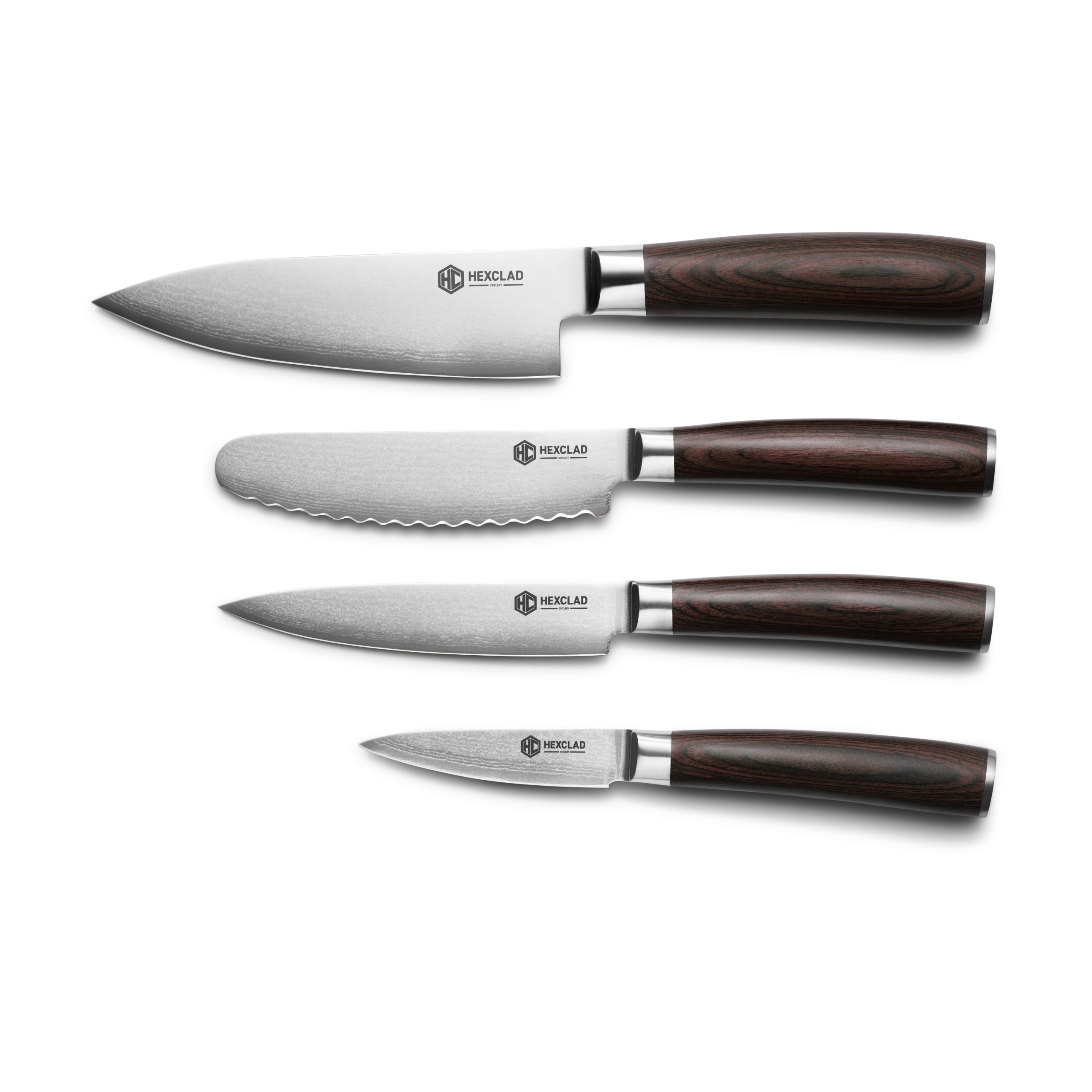 Damascus Steel Studio Knife Set. 5-pc (Espresso) - Image 3